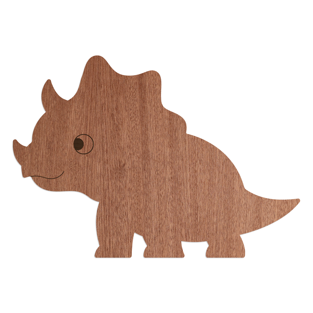 gelaserte Wanddekoration aus Sperrholz mit Mahagoni-Furnier "Dino Triceratops" "Dino Triceratops" - Wanddeko Holz aus Sperrholz mit Mahagoni-Furnier