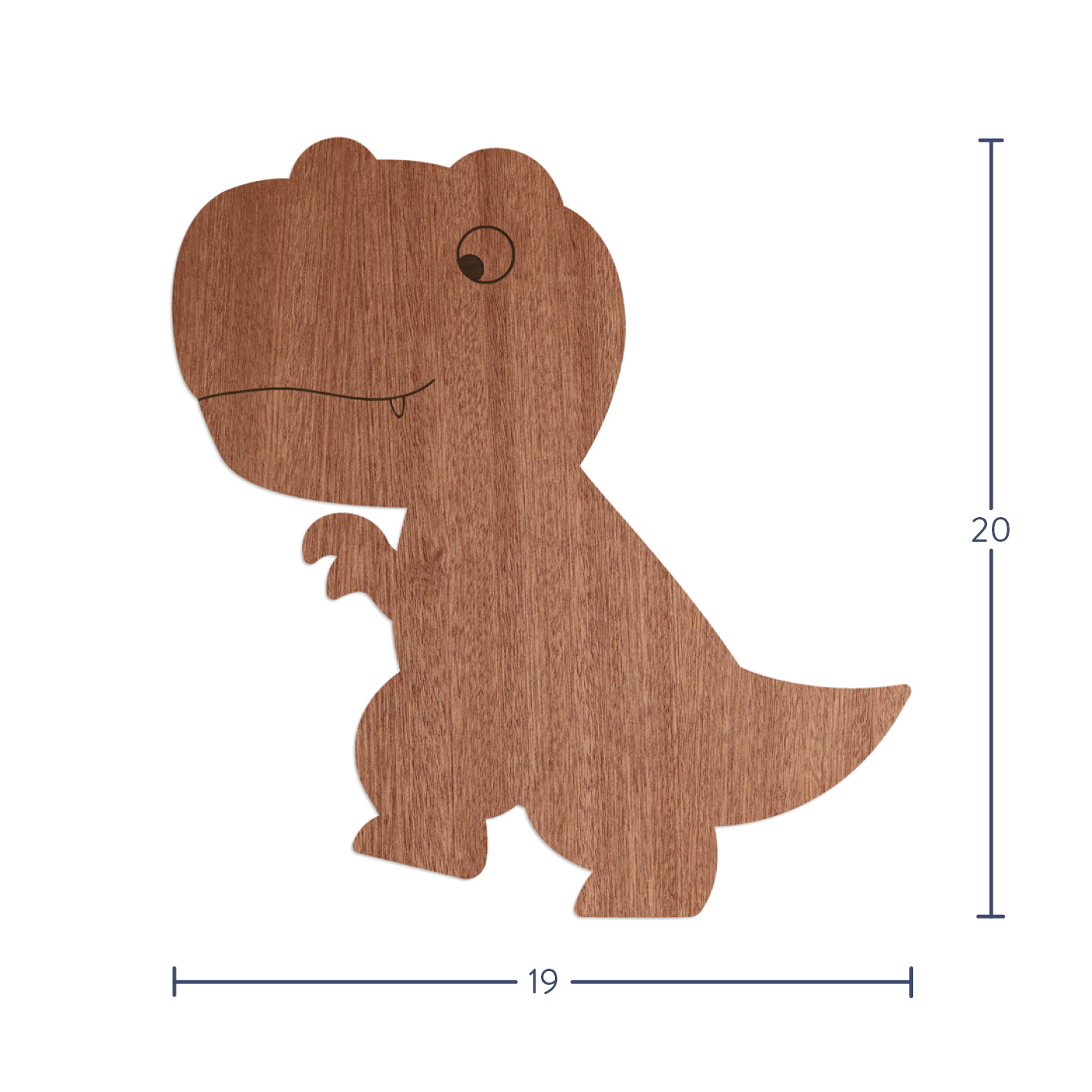 "Dino T-Rex" - 19x20 cm Wanddeko Holz aus Sperrholz mit Mahagoni-Furnier