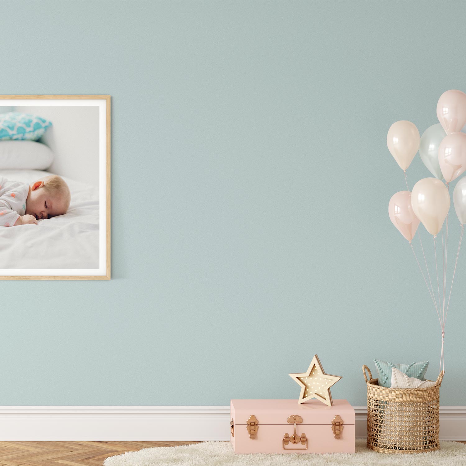 Interior Beispiel - Wandfarbe Bali Blue Küche mit Wand in der Farbe Bali Blue
