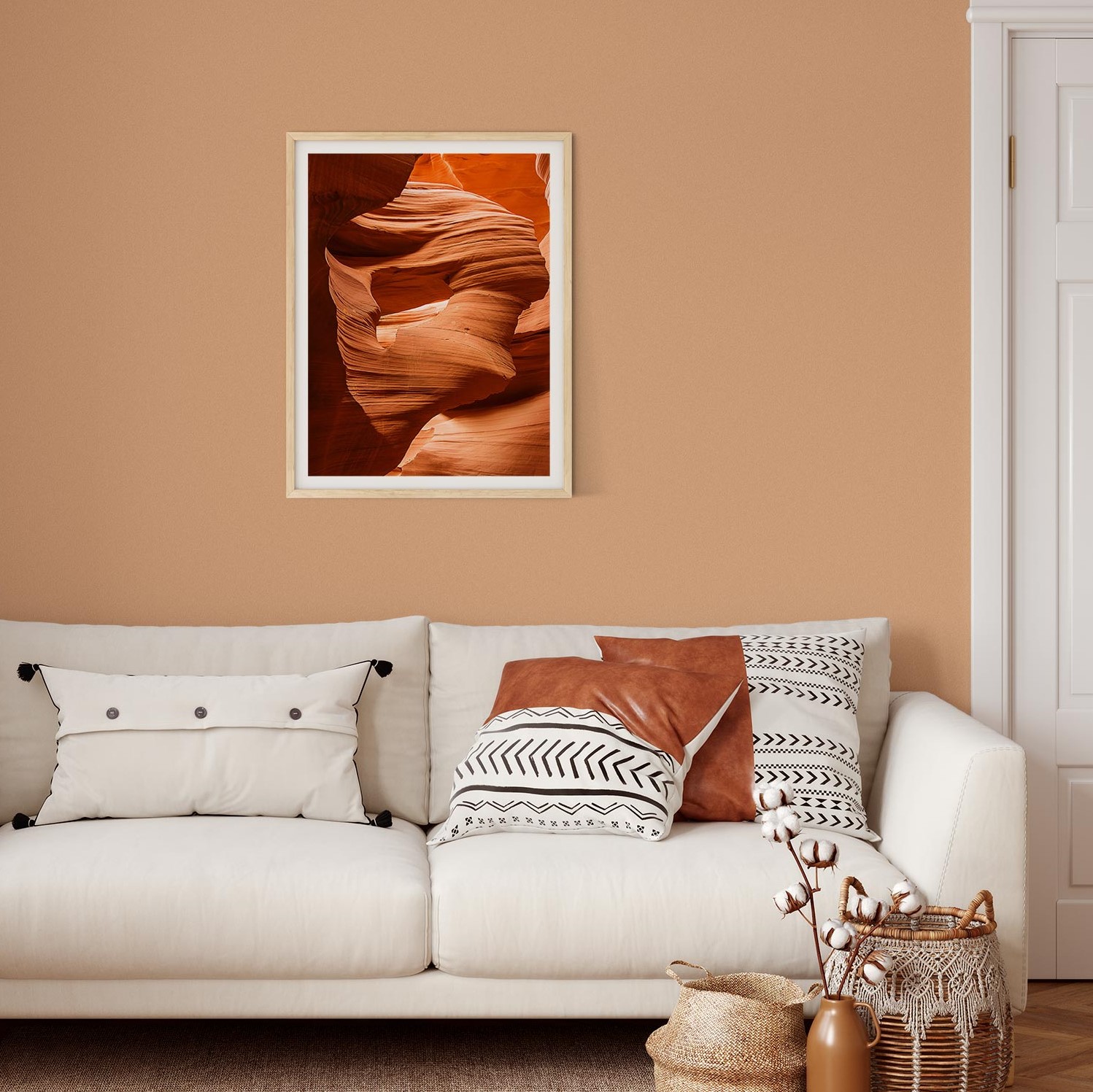 Interior Beispiel - Wandfarbe Juicy Orange Wohnzimmer mit Wand in der Farbe Orange