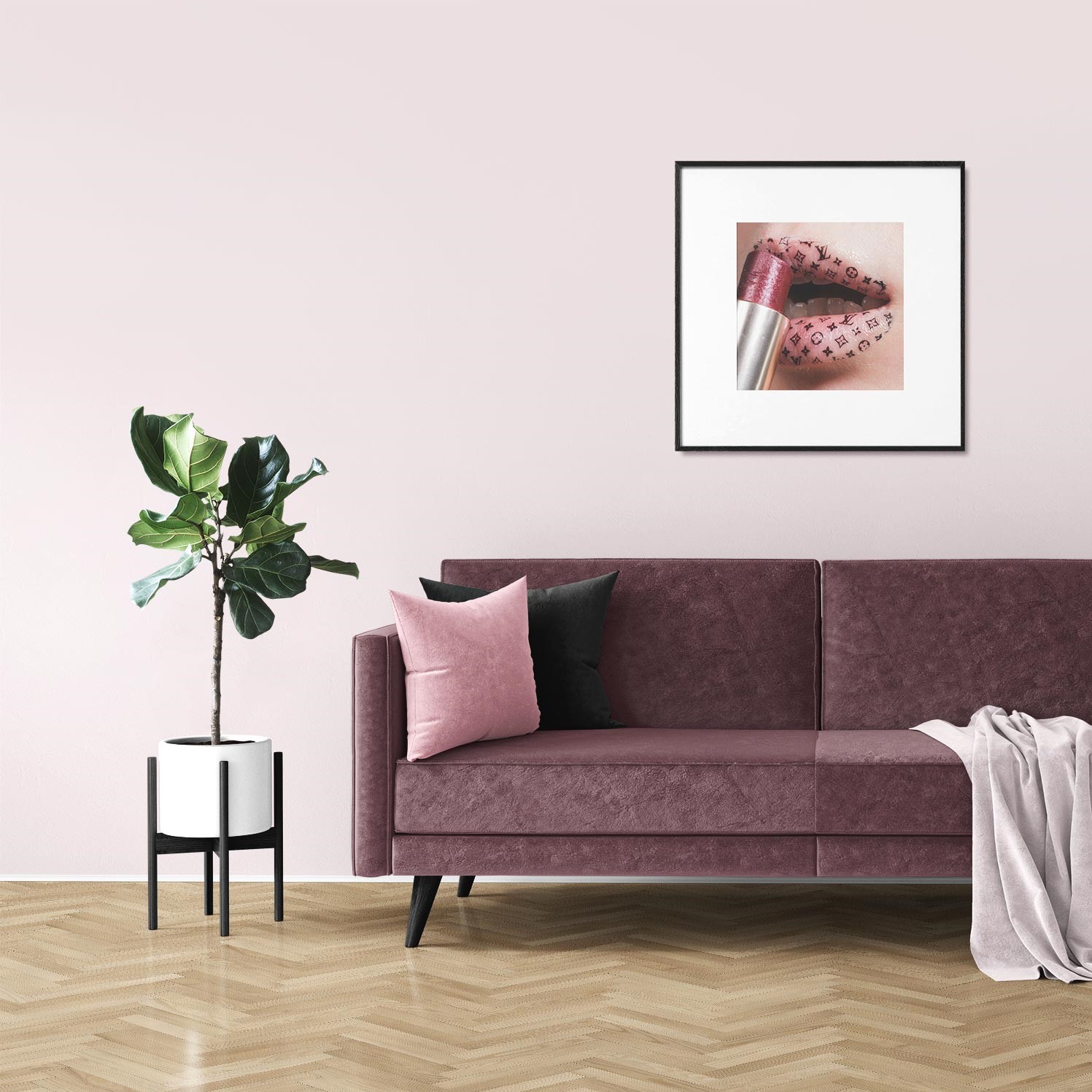 Interior Beispiel - Wandfarbe Light Venus Wohnzimmer mit Wand in der Farbe Light Venus