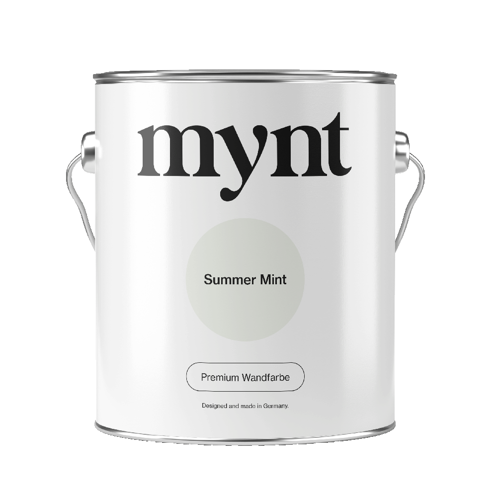Eimer gefüllt mit der Wandfarbe Summer Mint