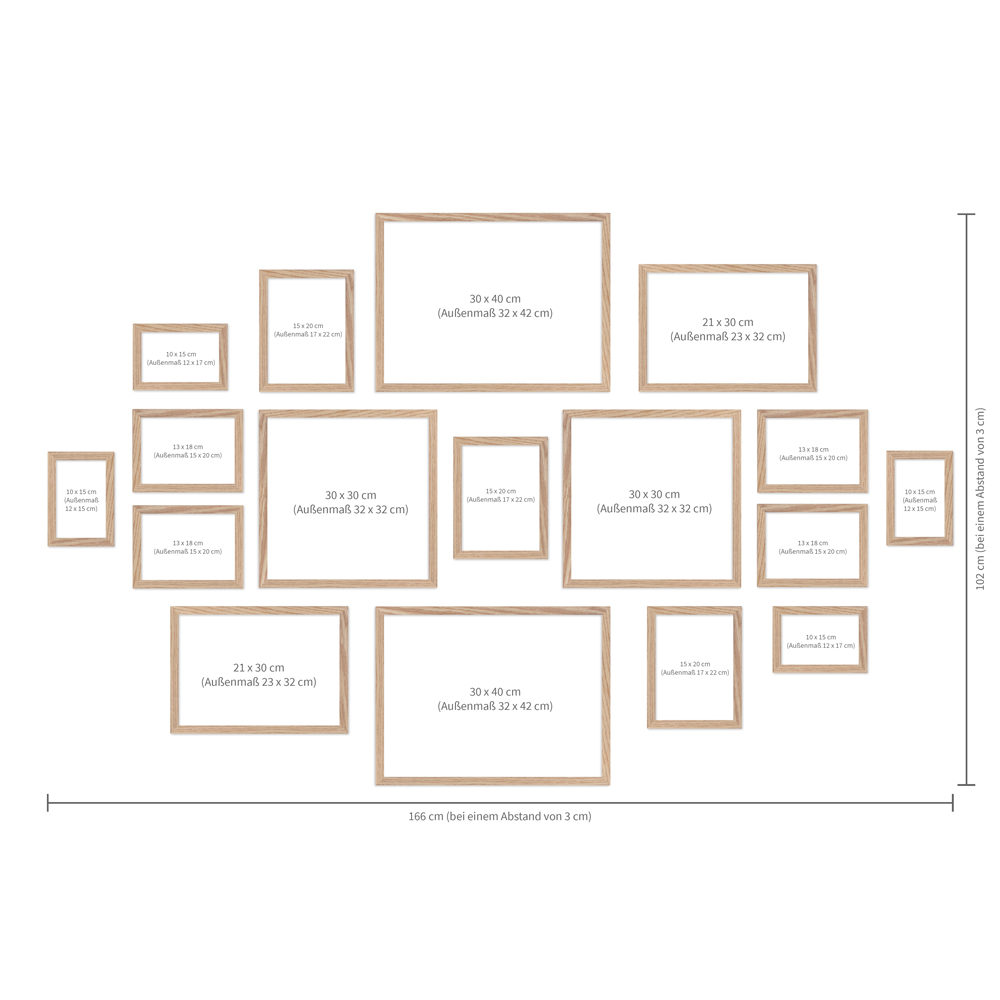 Anleitung für 17er Bilderwand Set in Eiche