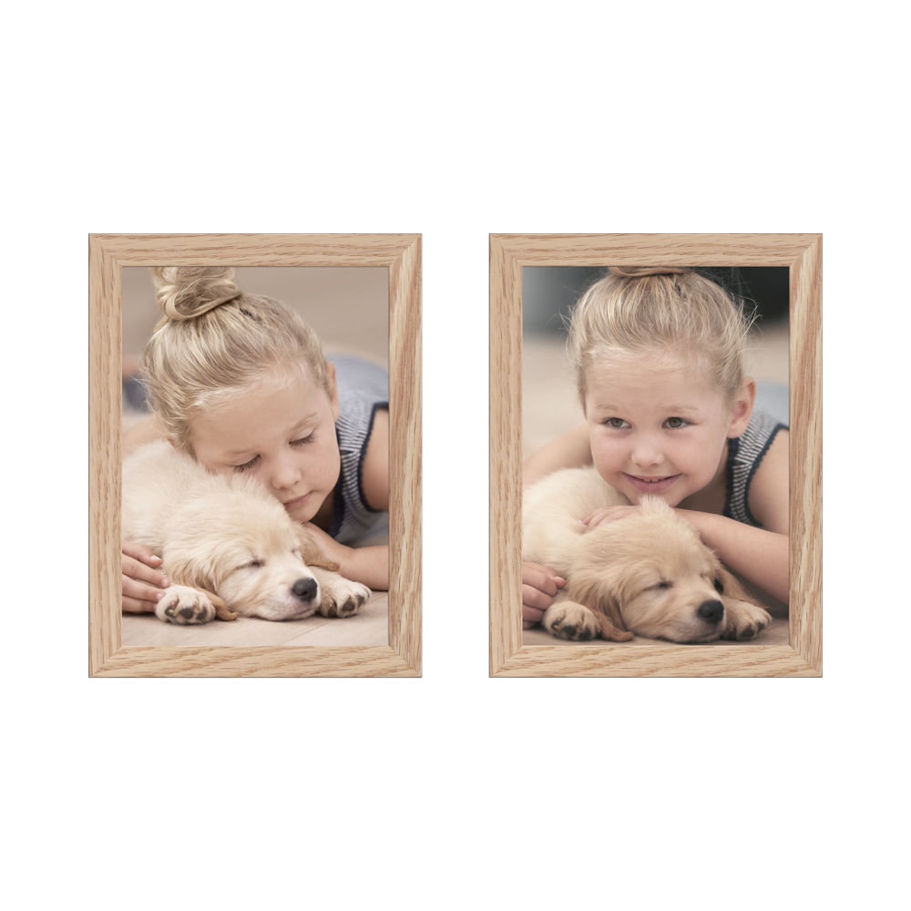 eichefarbenes zweiteiliges Bilderrahmen-Set Größe 13x18 cm