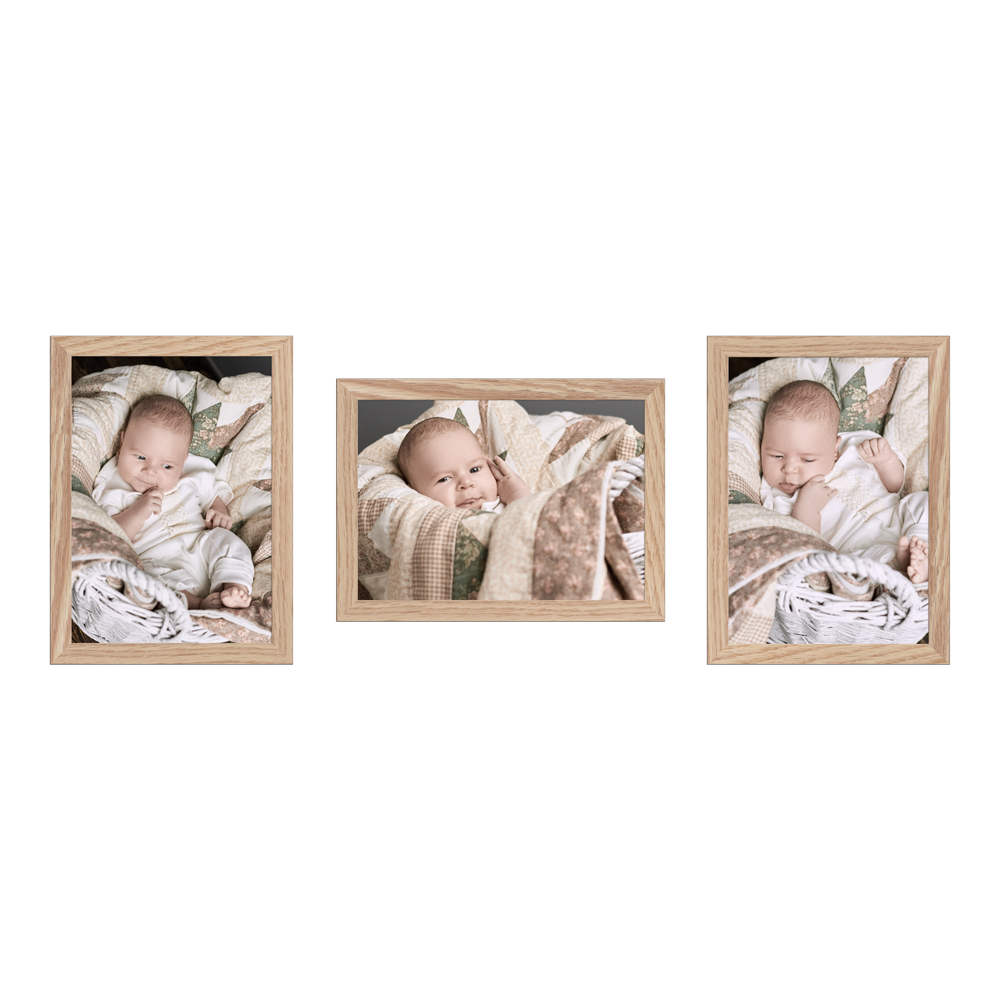 eichefarbenes 3er Bilderrahmen-Set in der Größe 15x21 cm