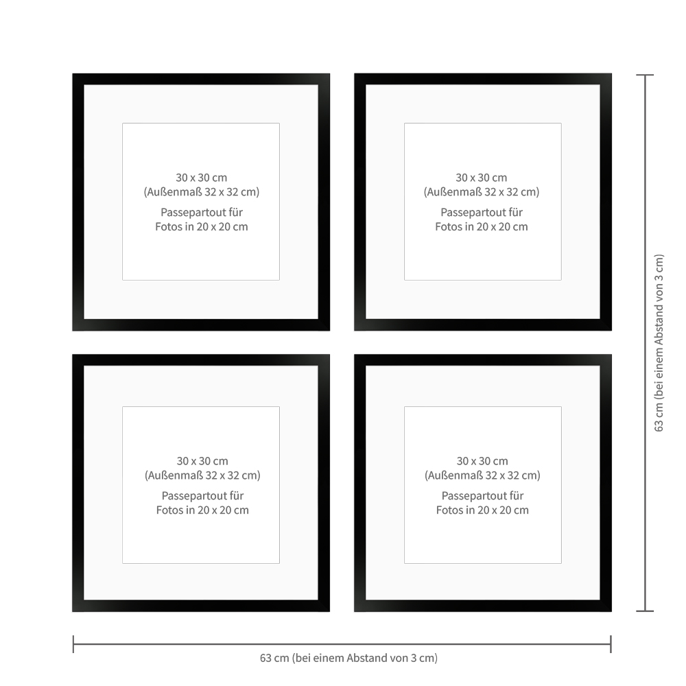 Beispielhängung - quadratisches schwarzes Bilderrahmen Set