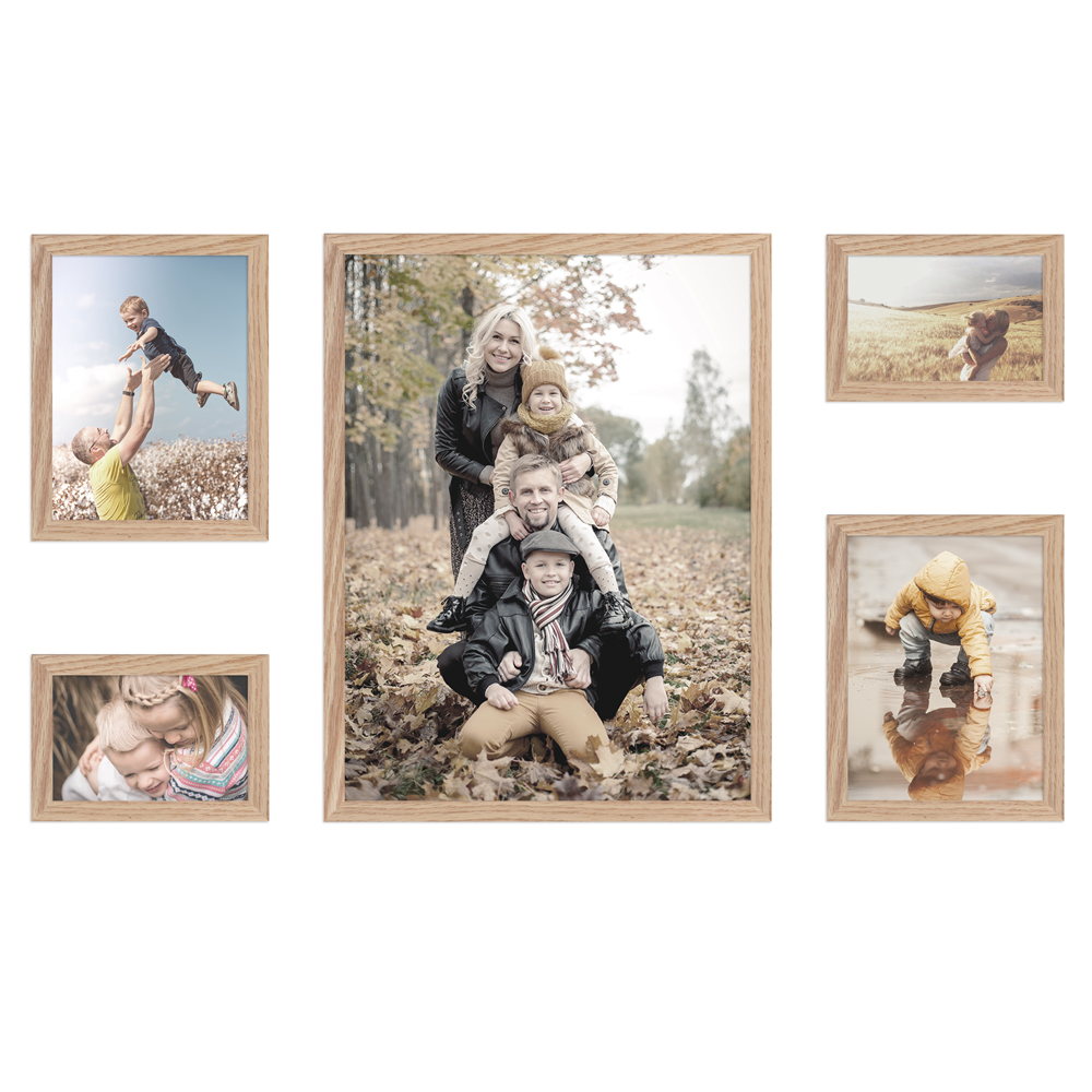 5er Bilderrahmen-Set Eiche - H950 Eichefarbene Bilderrahmen im 5er Set