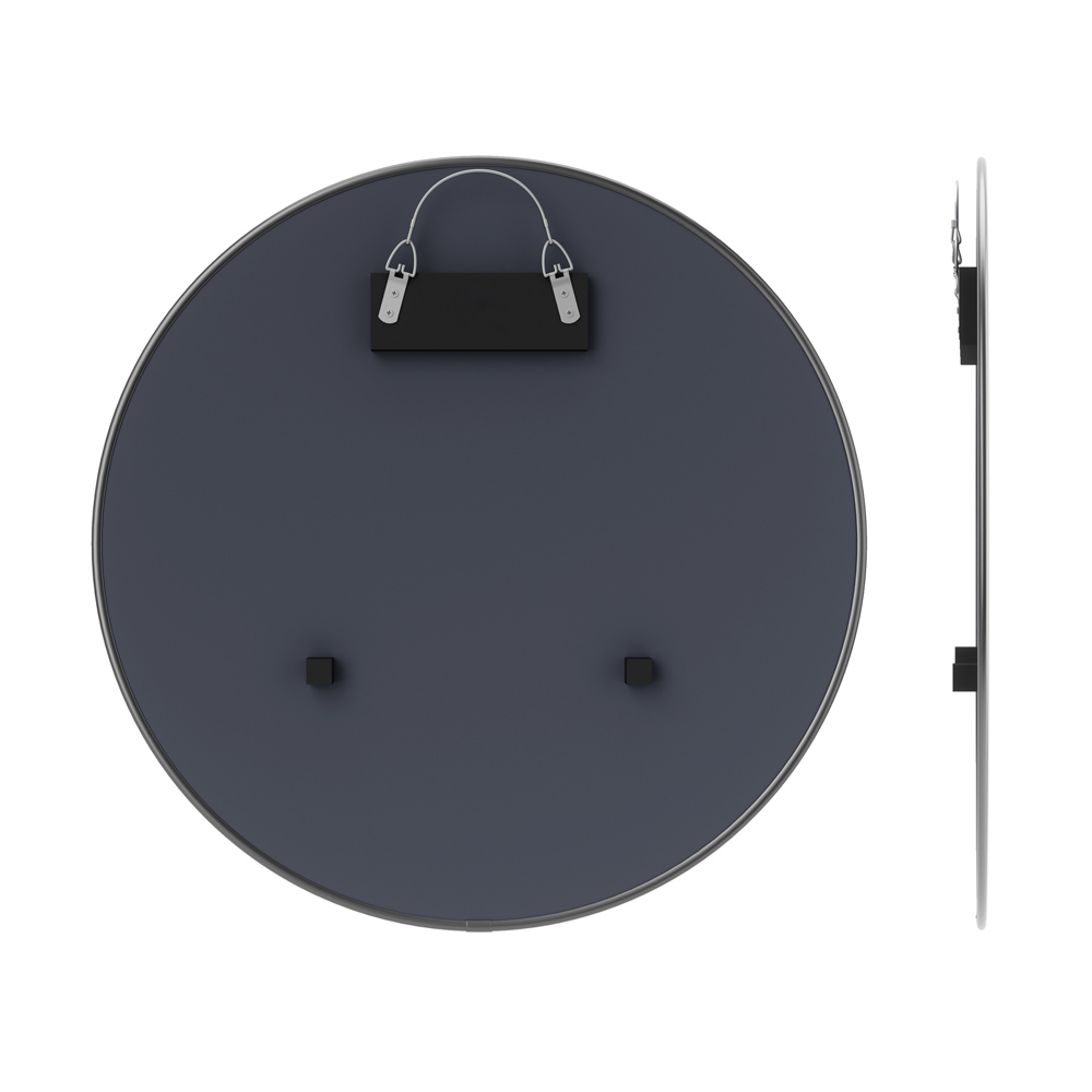 61x61 runder Wandspiegel von hinten Runder Wandspiegel 61x61 schwarz