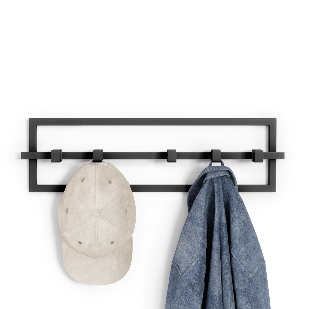 "Cubiko 5 Hook" schwarze Wandgarderobe mit beweglichen Haken