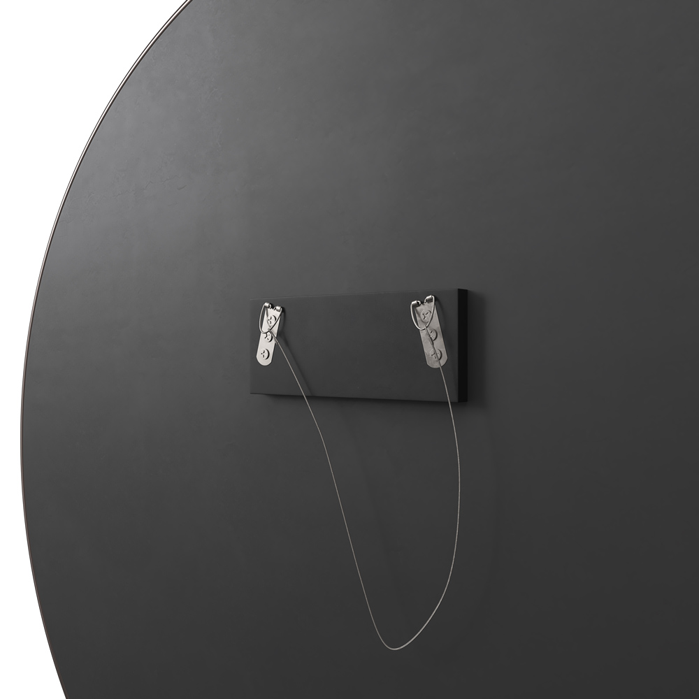 Detailbild - Schwarzer runder Wandspiegel Schwarzer runder Wandspiegel von hinten