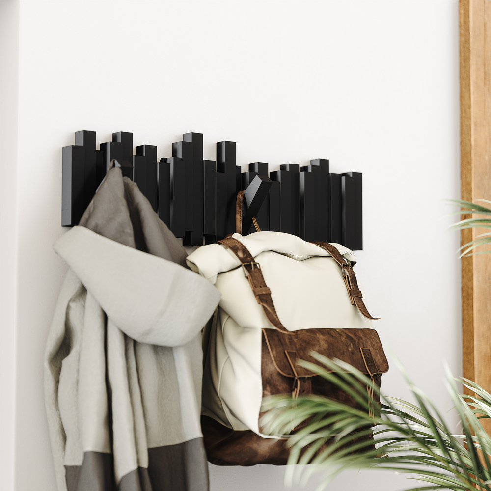 Wohnaccessoire "Sticks" Garderobe zur Aufhängung in Schwarz "Sticks" schwarze Wandgarderobe in Flur