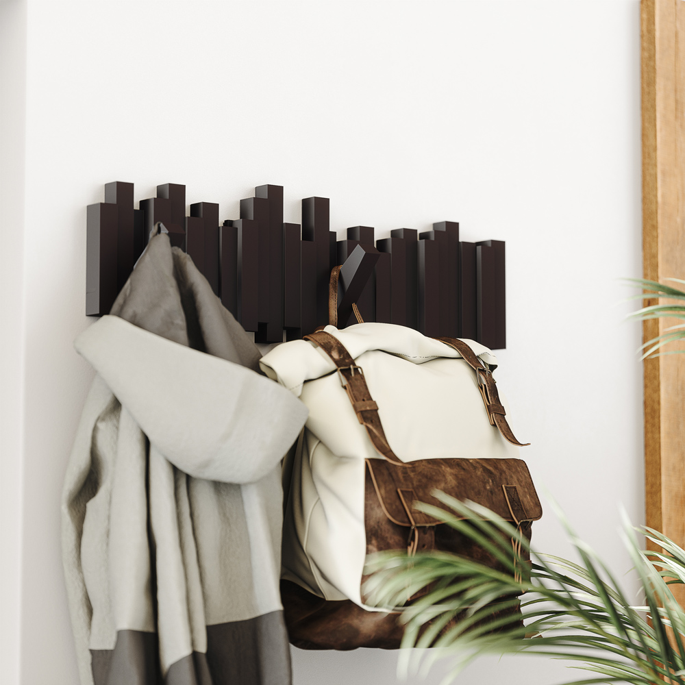 Wohnaccessoire "Sticks" Garderobe zur Aufhängung in Dunkelbraun "Sticks" dunkelbraune Wandgarderobe in Flur