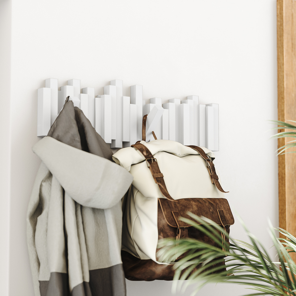 Wohnaccessoire "Sticks" Garderobe zur Aufhängung in Weiß "Sticks" weiße Wandgarderobe in Flur