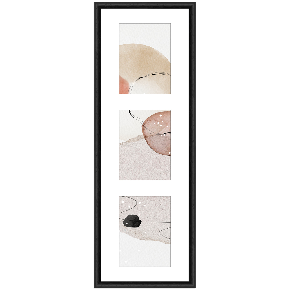 schlichter Galerierahmen G004-33 in 23x70 cm aus Holz in Schwarz mit weißem Passepartout