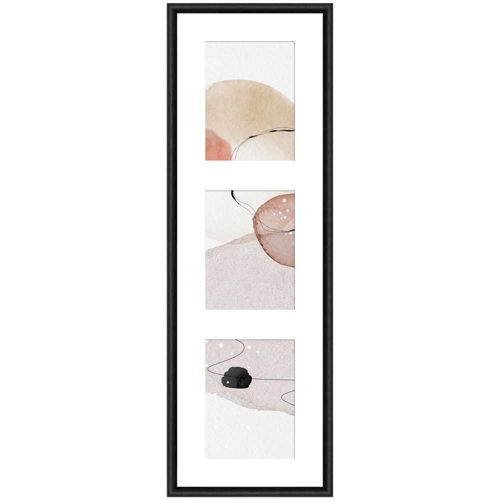 schlichter Galerierahmen G004 in 25x80 cm aus Holz in Schwarz mit weißem Passepartout