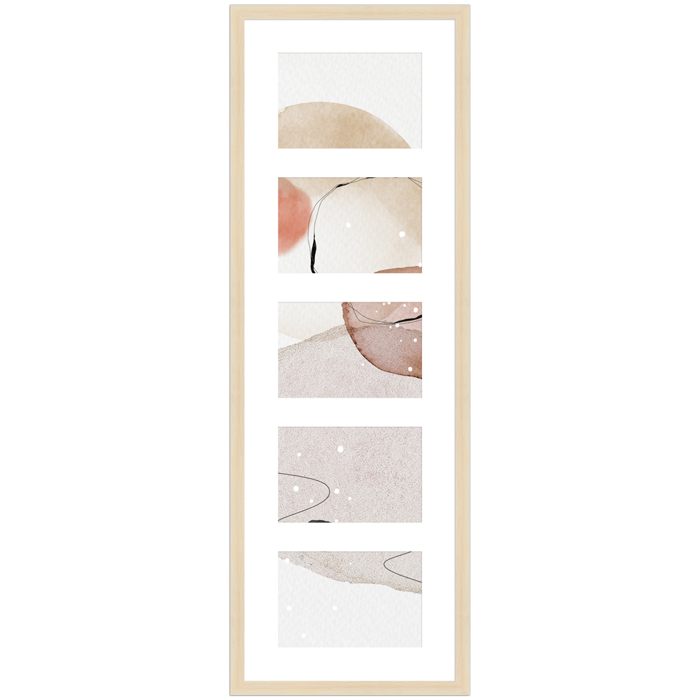 schlichter Galerierahmen G950 in 23x70 cm aus Holz in Natur mit weißem Passepartout Version 2