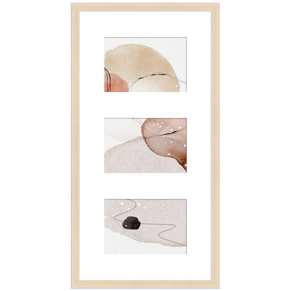 schlichter Galerierahmen G950 in 25x50 cm aus Holz in Natur mit weißem Passepartout