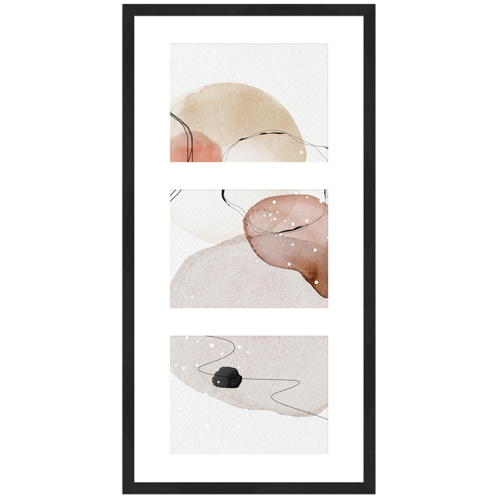 G950 - schwarzer Holzbilderrahmen in 30x60 cm mit Passepartout im modernen Stil schlichter Galerierahmen G950 in 30x60 cm aus Holz in Schwarz mit weißem Passepartout