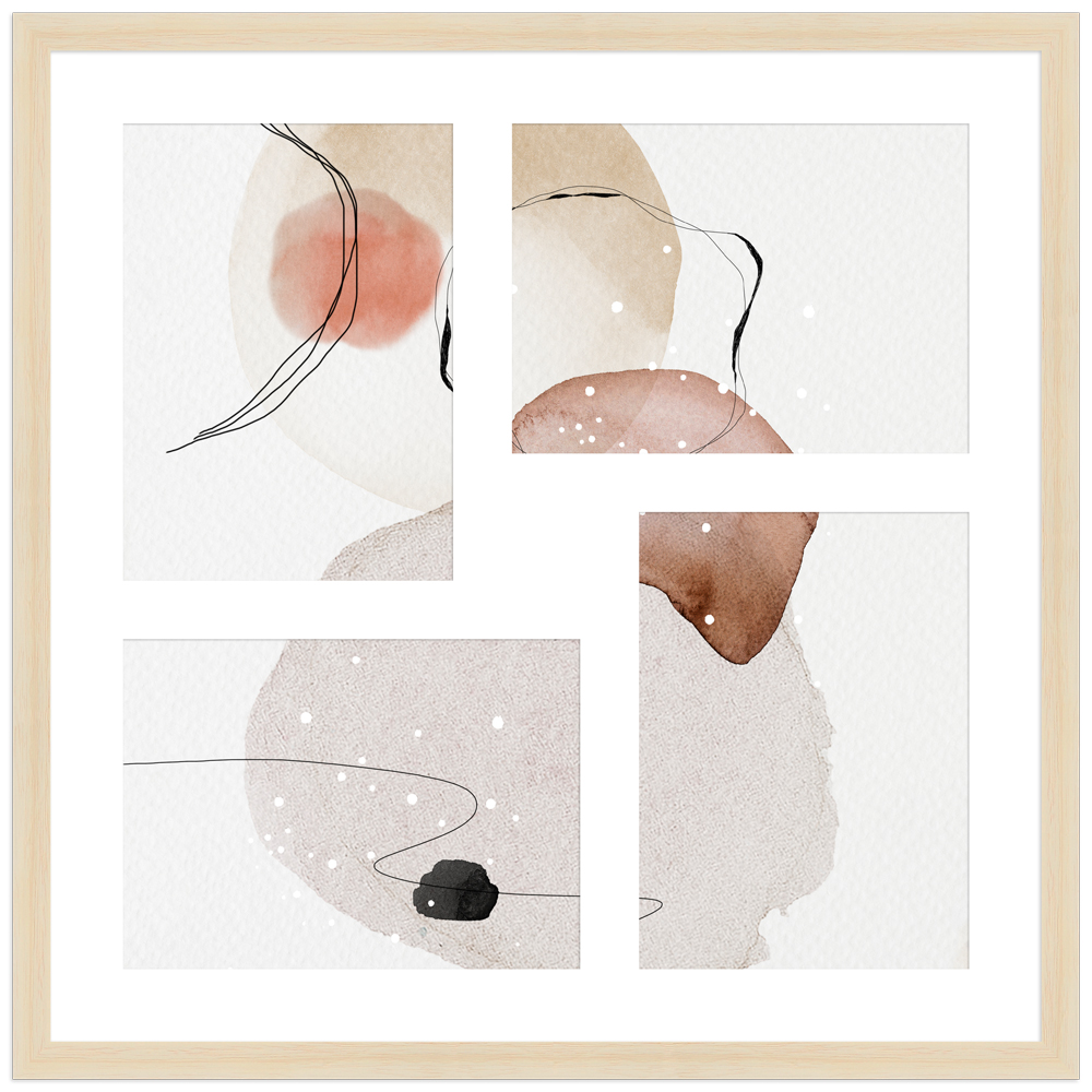 G950-43 - Holzbilderrahmen Natur in 40x40 cm mit Passepartout im modernen Stil schlichter Galerierahmen G950 in 40x40 cm aus Holz in Natur mit weißem Passepartout Version 3