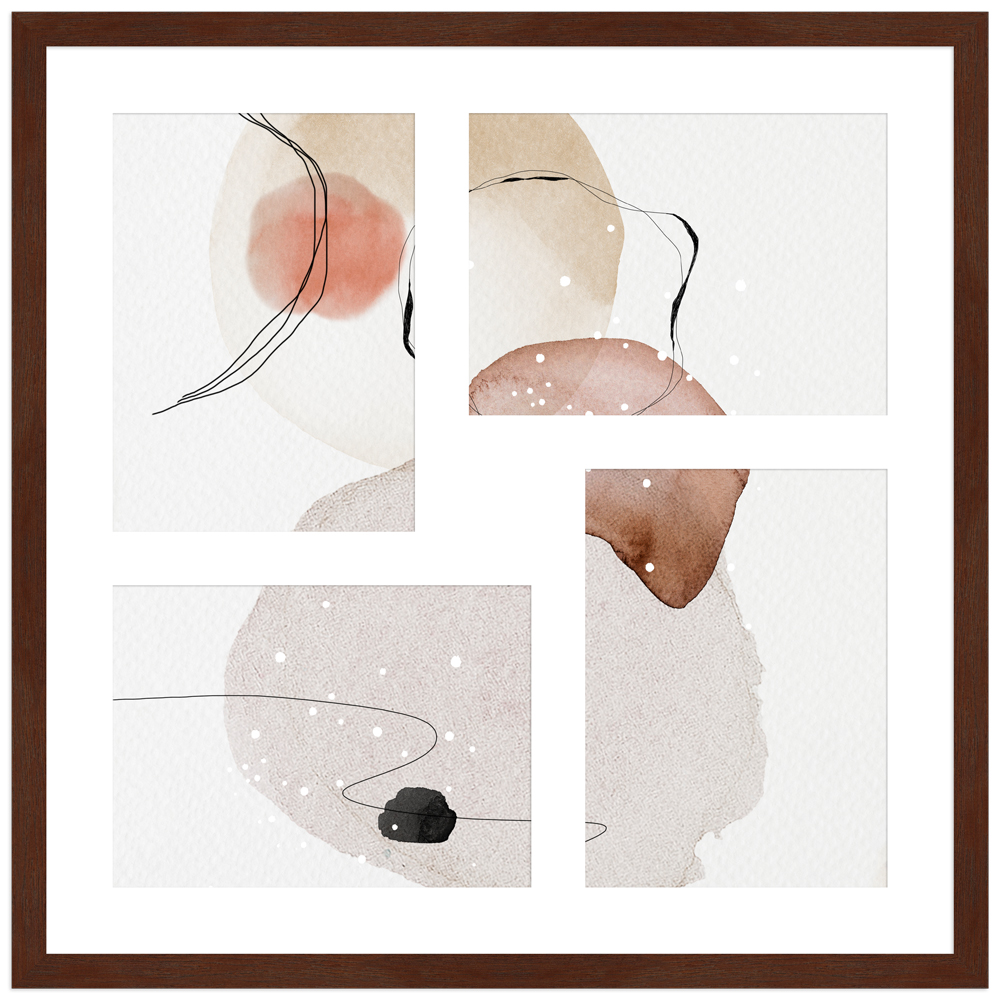 G950-43 - Holzbilderrahmen Nussbaum in 40x40 cm mit Passepartout im modernen Stil schlichter Galerierahmen G950 in 40x40 cm aus Holz in Nussbaum mit weißem Passepartout Version 3