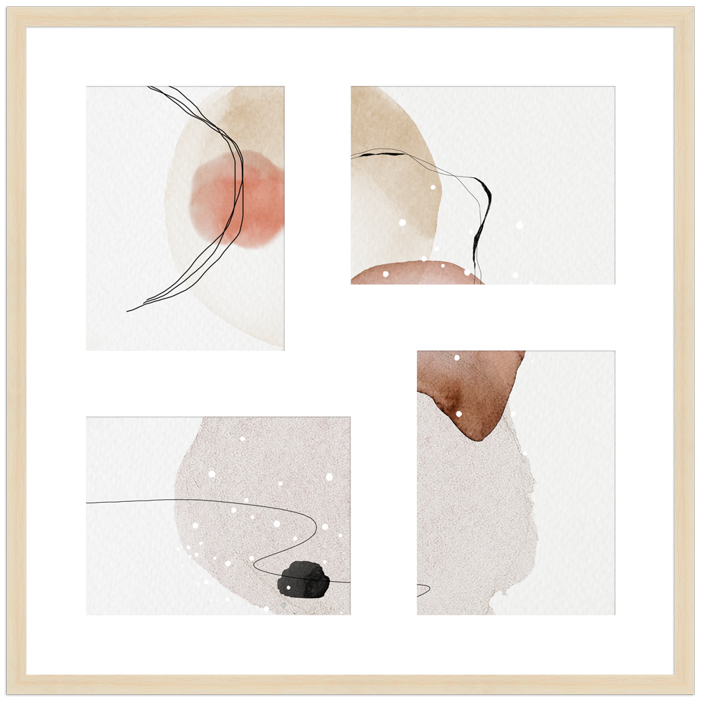 G950 - Holzbilderrahmen Natur in 50x50 cm mit Passepartout im modernen Stil schlichter Galerierahmen G950 in 50x50 cm aus Holz in Natur mit weißem Passepartout