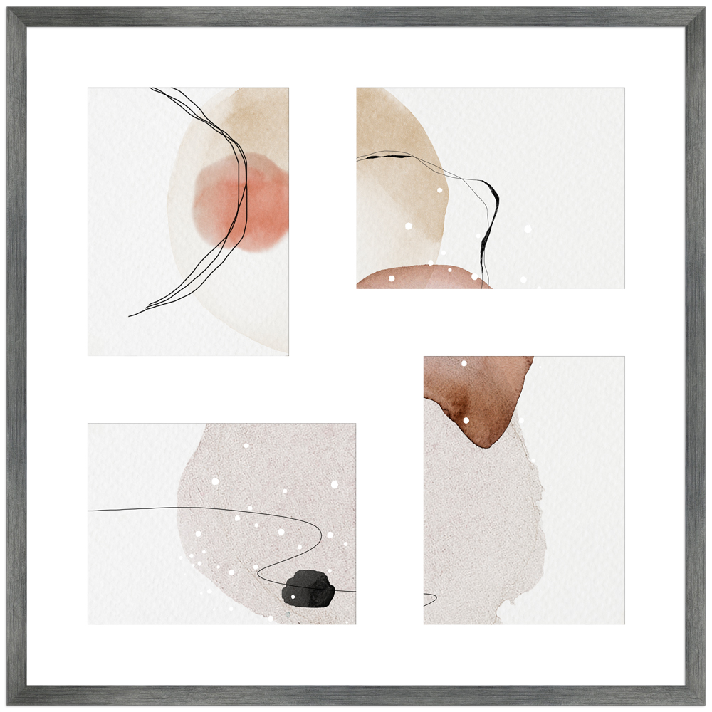 G950 - Holzbilderrahmen Metall in 50x50 cm mit Passepartout im modernen Stil schlichter Galerierahmen G950 in 50x50 cm aus Holz in Metall mit weißem Passepartout