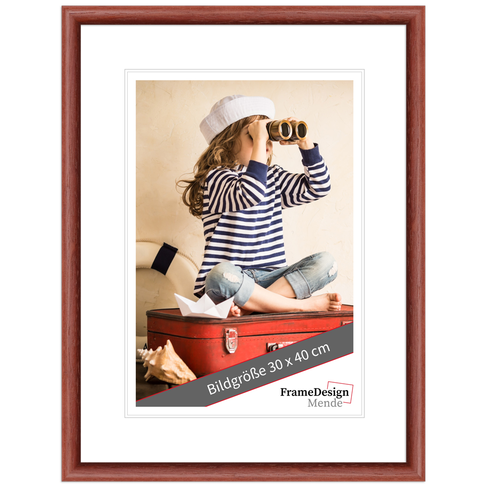 Mende Frames Bilderrahmen H004 Mahagoni 50 x 50 cm aus Holz Made in Germany