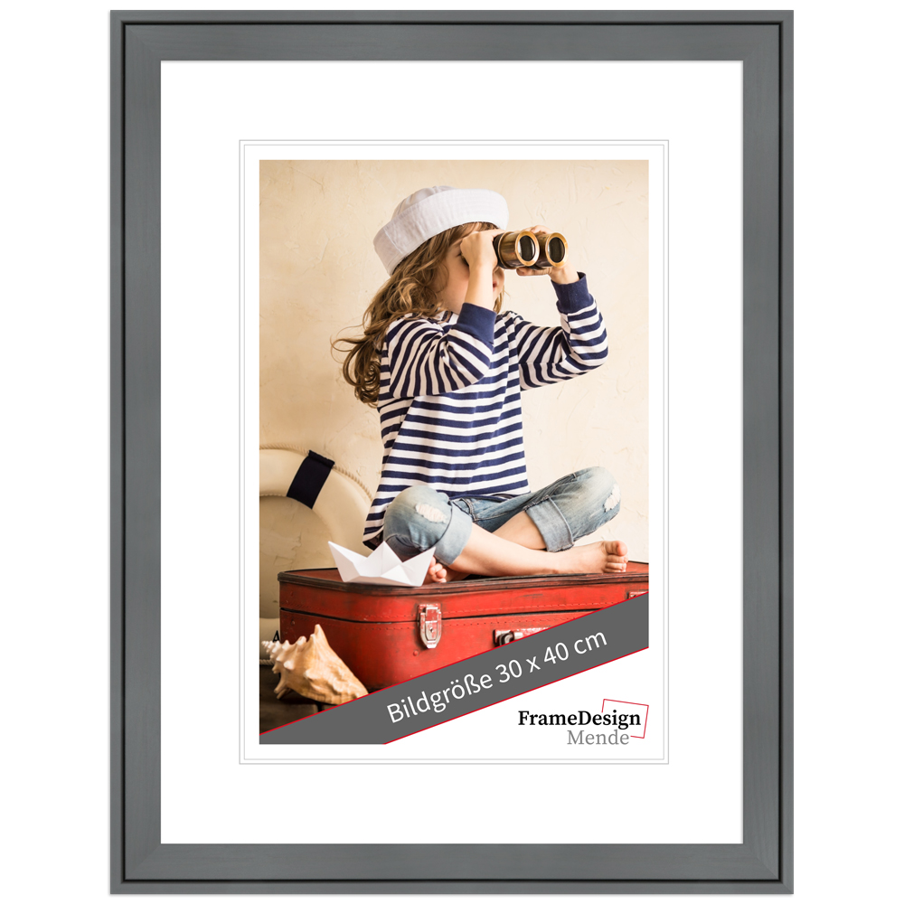 Mende Frames Bilderrahmen H120 Grau 45 x 60 cm aus Holz Made in Germany