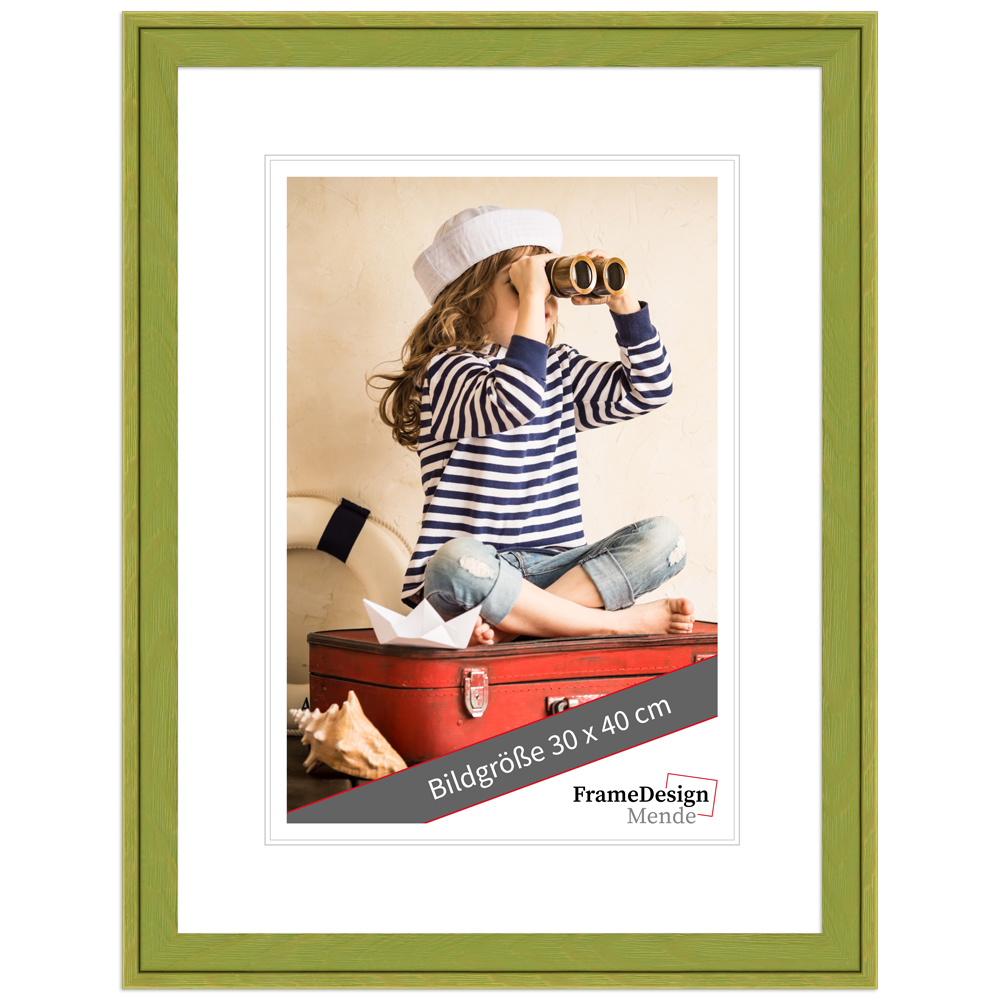Mende Frames Bilderrahmen H120 Grün, gemasert 30 x 30 cm aus Holz Made in Germany