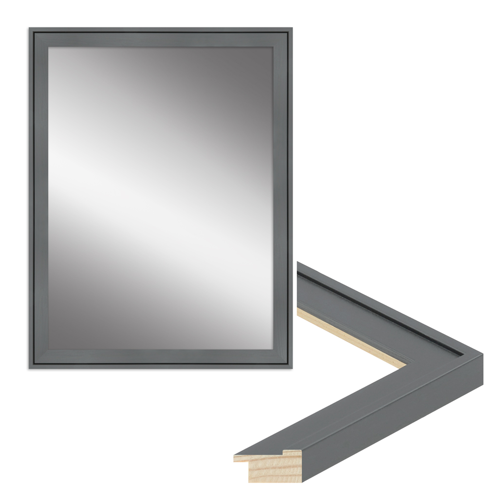 schlichter Wandspiegel H120 aus Holz in der Farbe Grau