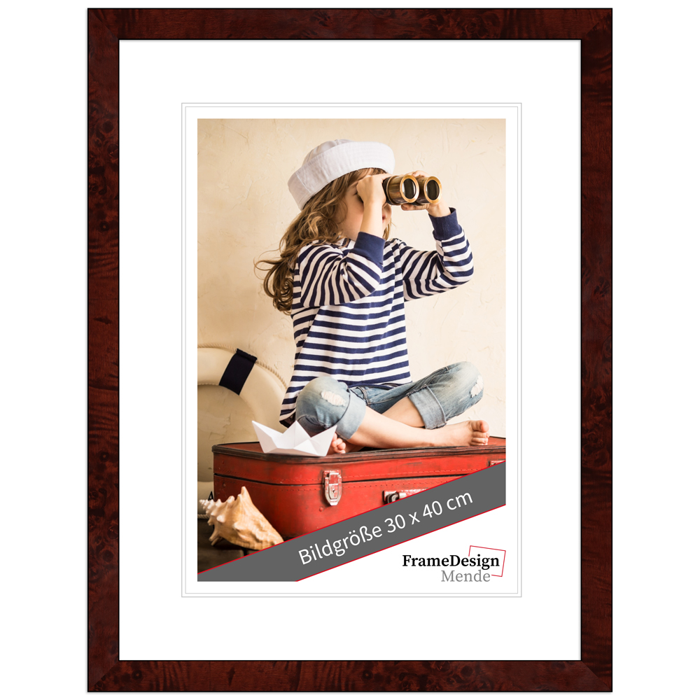 Mende Frames Bilderrahmen H14C Wurzeldekor, dunkel 20 x 28 cm aus Holz Made in Germany