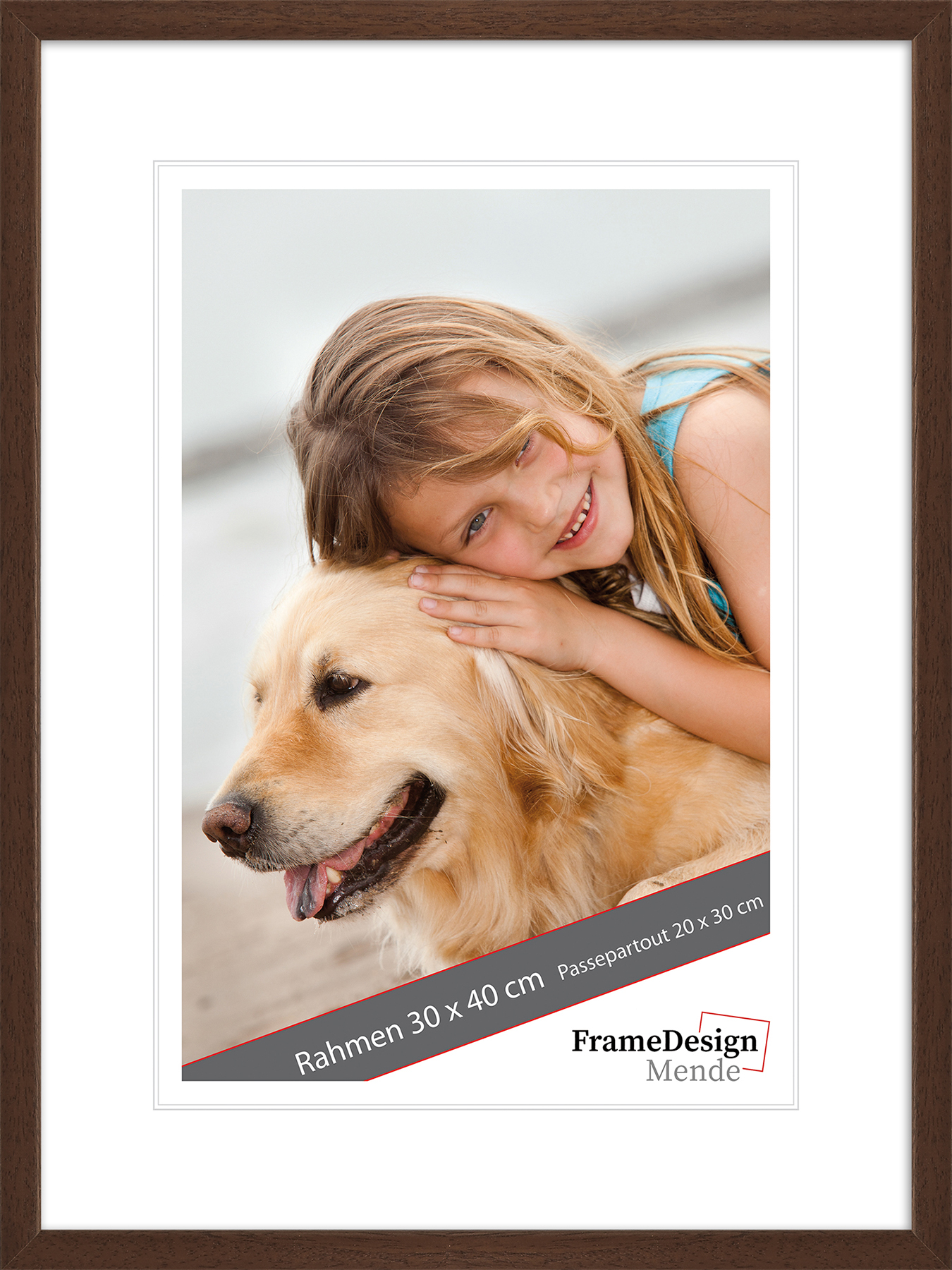 Mende Frames Bilderrahmen H200 Nussbaum 20 x 40 cm aus Holz Made in Germany