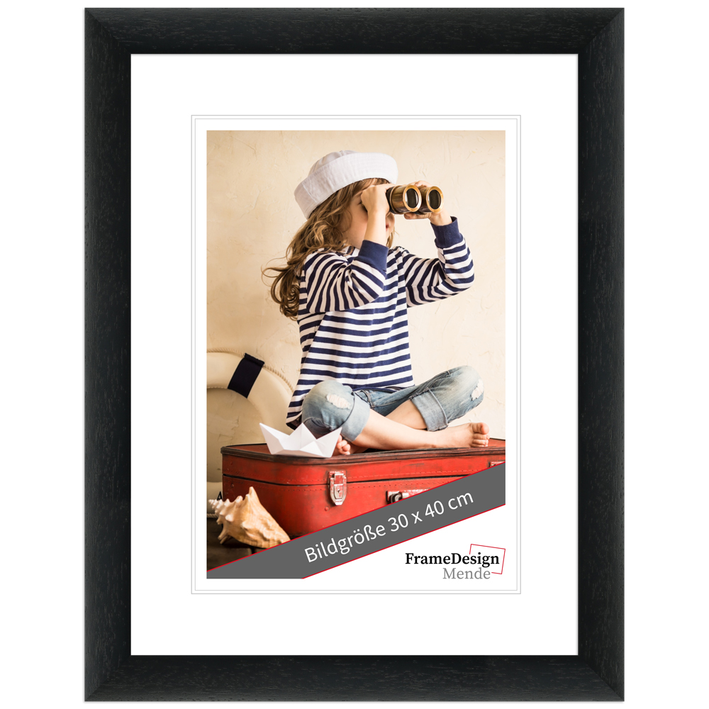 Mende Frames Bilderrahmen H220 Schwarz 50 x 60 cm aus Holz Made in Germany