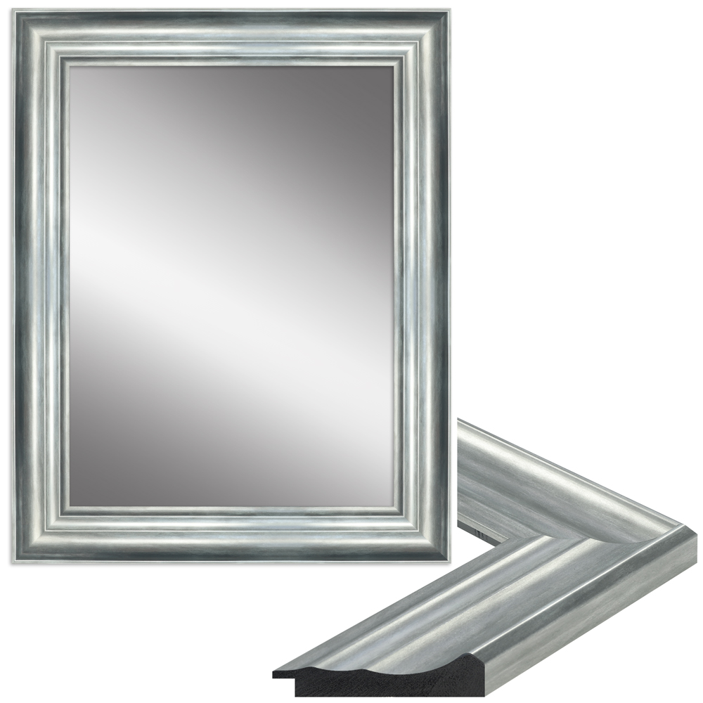 moderner Wandspiegel H240 aus Kunststoff in der Farbe Silber