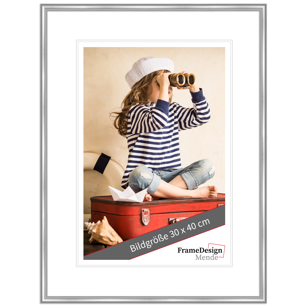 Mende Frames Bilderrahmen H245 Silber 30 x 90 cm aus Kunststoff Made in Germany