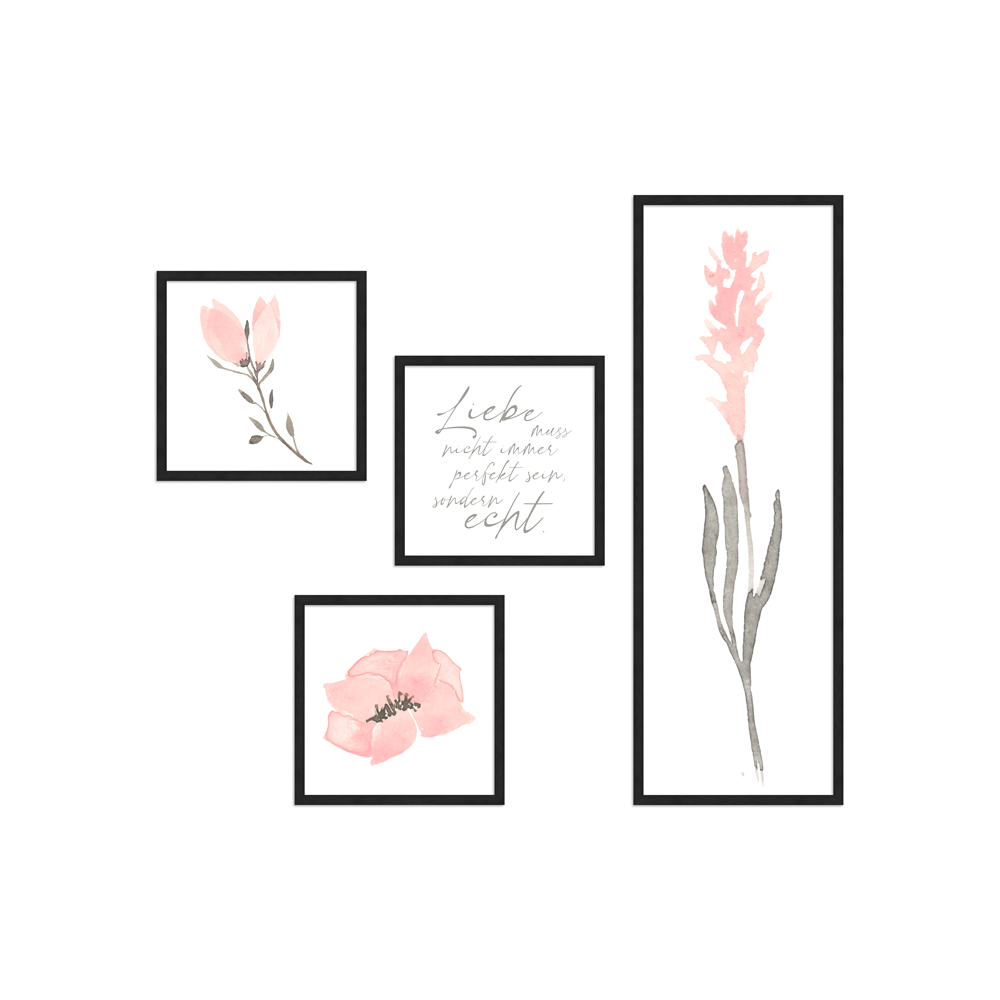 Wandgalerie H247 Schwarz mit Poster - 4er Set | Liebe Edition 2