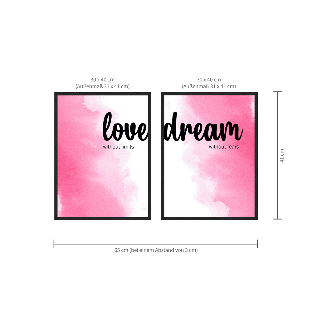 Maße zur Wandaufhängung von 2er Poster Set