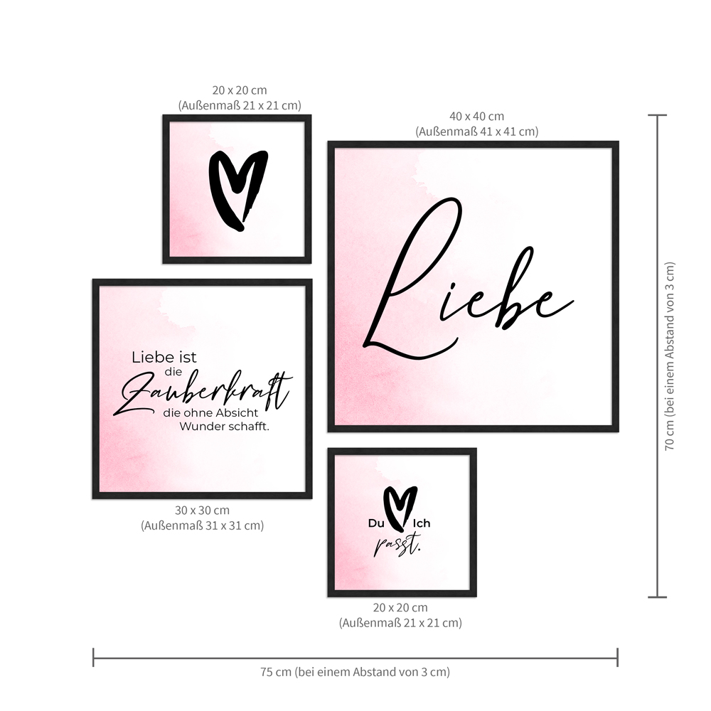 Beispielhängung von 4er Liebes-Poster Set