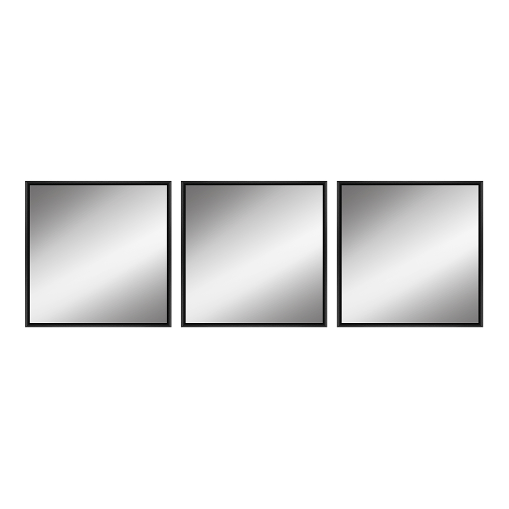 Ensemble de 3 cms avec Miroir Mural en aluminium noir H270 | 3x 31x31 cm