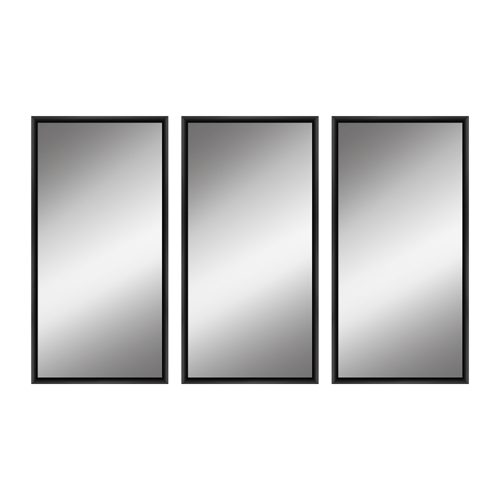 3er Spiegel-Set mit schwarzem Aluminiumrahmen H270 | 3x 21x41 cm
