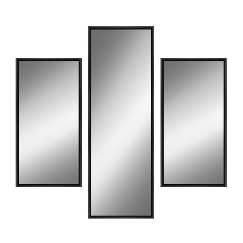 3 rechteckige schwarze Spiegel aus Aluminium