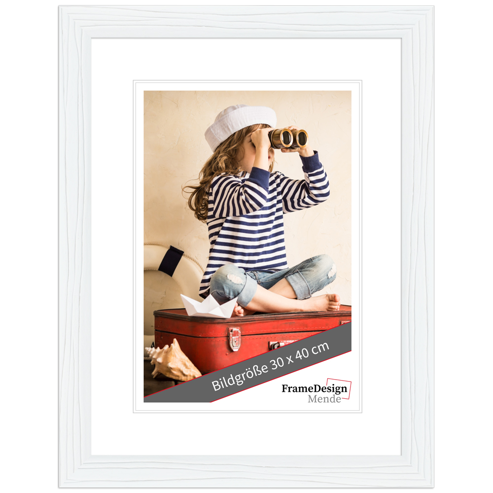 Mende Frames Bilderrahmen H370 Weiß 50 x 60 cm aus Holz Made in Germany