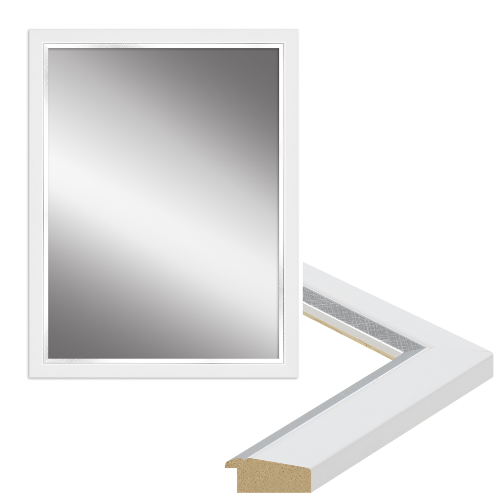 hochwertiger  Wandspiegel H490 aus Holz in Weiß
