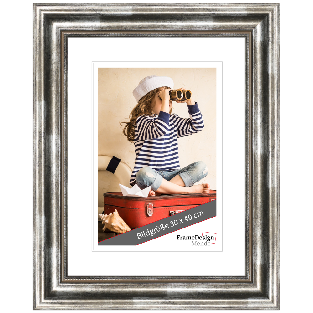 Mende Frames Bilderrahmen H550 Silber 80 x 120 cm aus Holz Made in Germany