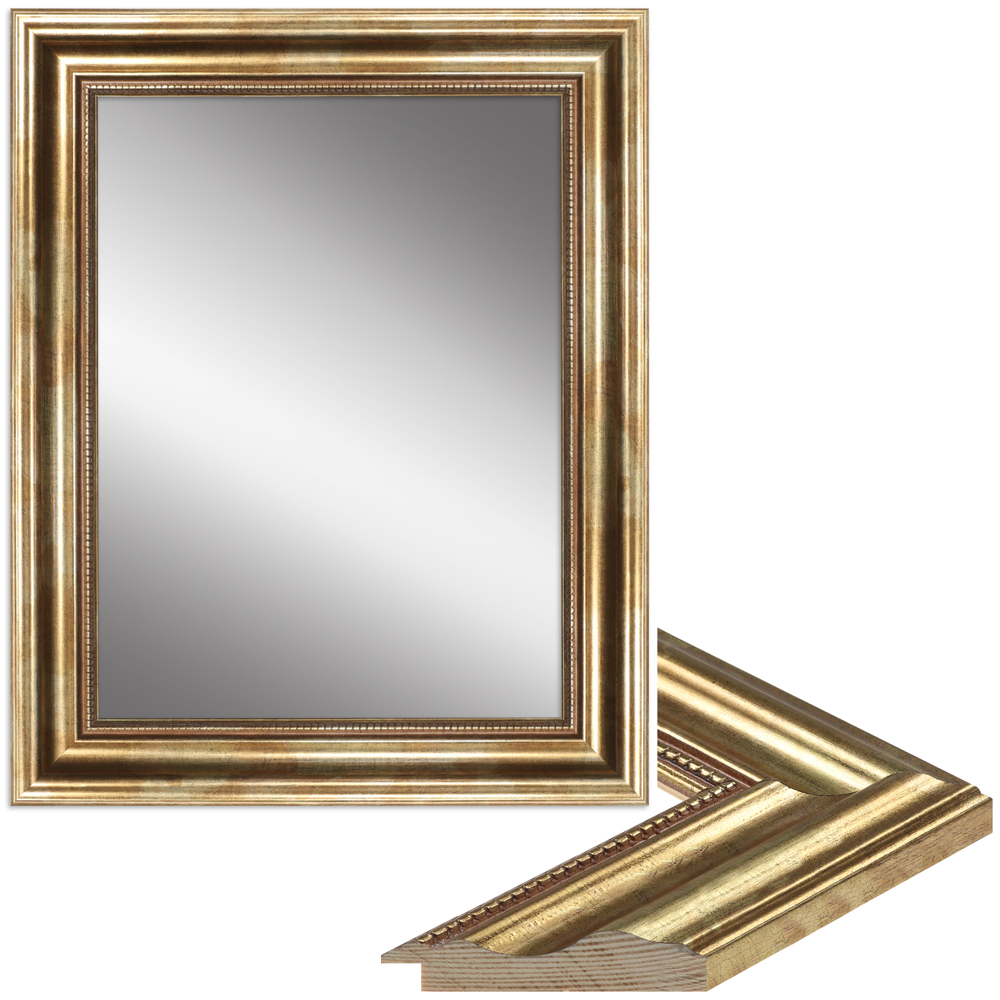 hochwertiger Wandspiegel H550 aus Holz in Gold