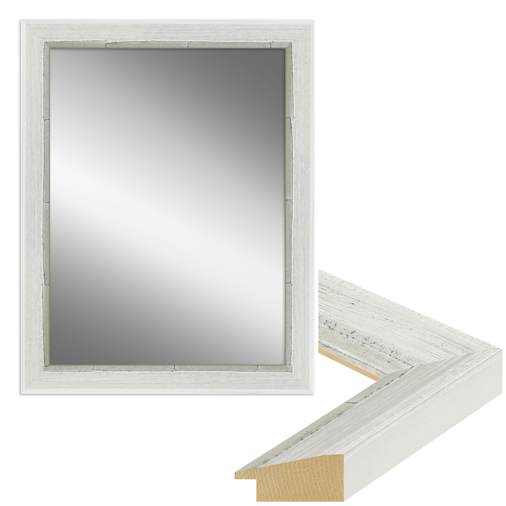 hochwertiger Wandspiegel H640 aus Holz in Weiß