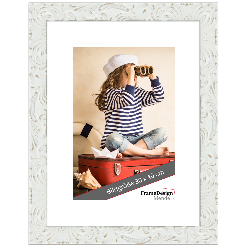 Mende Frames Bilderrahmen H650 Weiß 100 x 150 cm aus Holz Made in Germany