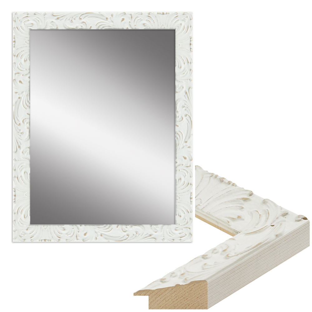 hochwertiger Wandspiegel H650 aus Holz in Weiß