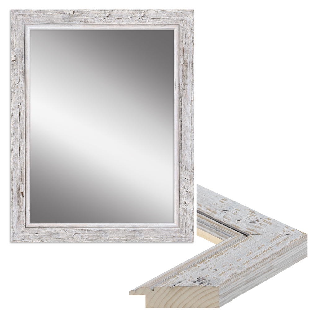 hochwertiger Wandspiegel H660 aus Holz in Weiß