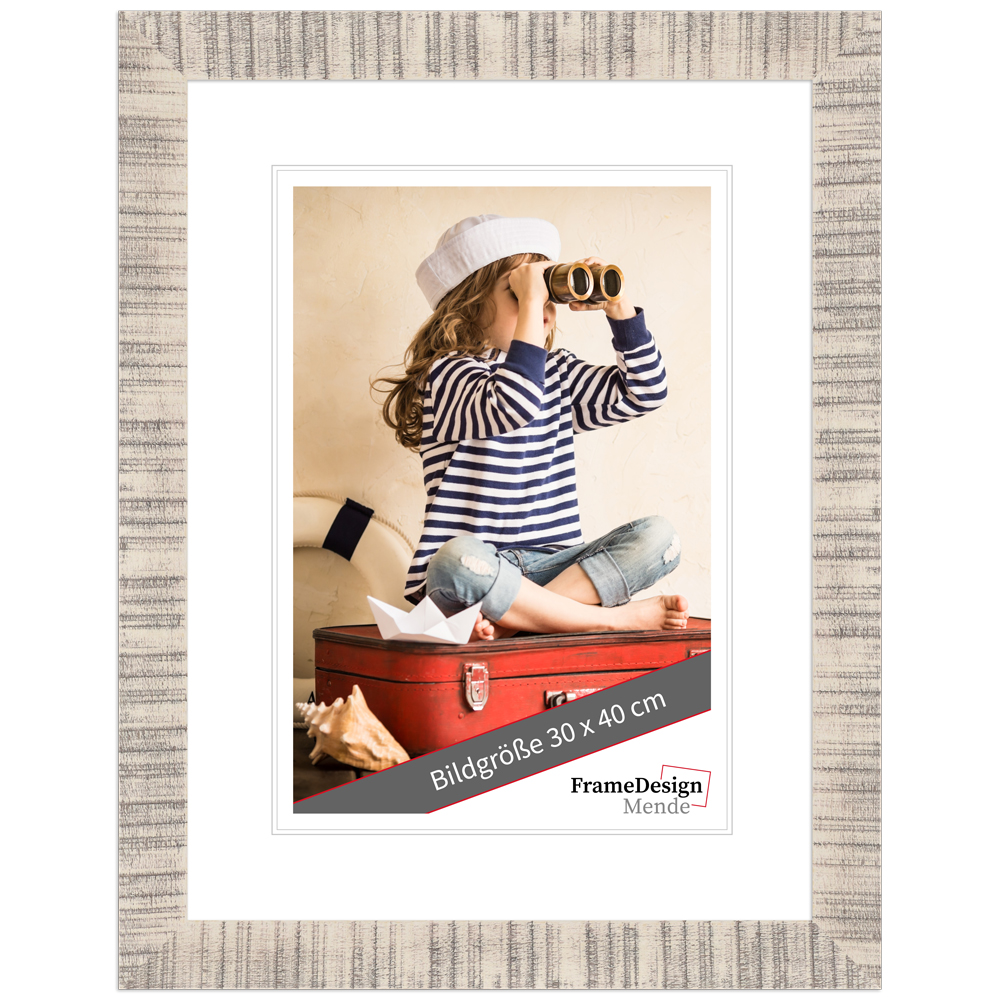 Mende Frames Bilderrahmen H710 Creme 30 x 60 cm aus Holz Made in Germany